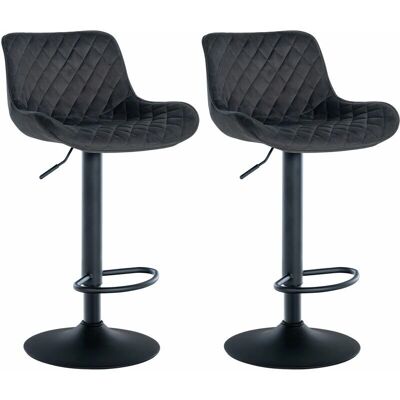 CLP Minosa Conjunto de 2 Taburetes de Bar Negro Terciopelo - Bar estools CLP Minosa Conjunto de 2 Taburetes de Bar Negro Terciopelo - Bar estools