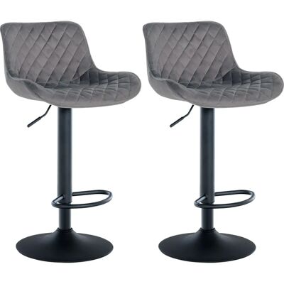 CLP Minosa Gris Terciopelo Taburetes de Bar - Ajustable Giratorio Moderno CLP Minosa Gris Terciopelo Taburetes de Bar - Ajustable Giratorio Moderno