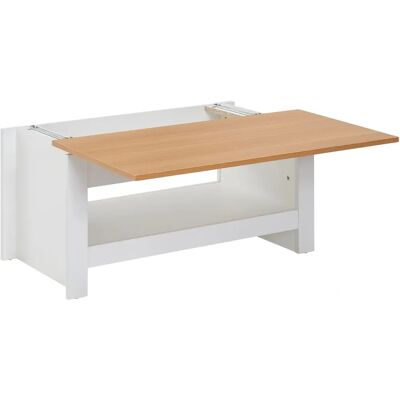 Wohnling Weiß/Eiche Couchtisch - Moderner Stauraum Wohnling Weiß/Eiche Couchtisch - Moderner Stauraum
