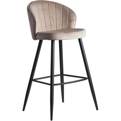 FINEBUY Beżowy welurowy hoker barowy - Styl bar FINEBUY Beżowy welurowy hoker barowy - Styl bar