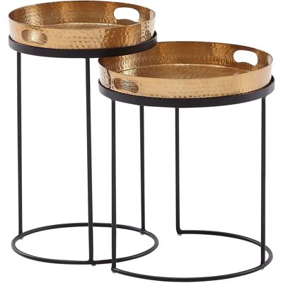 Wohnling Gold / Schwarz Hammerschlag Beistelltisch 2er Set Wohnling Gold / Schwarz Hammerschlag Beistelltisch 2er Set