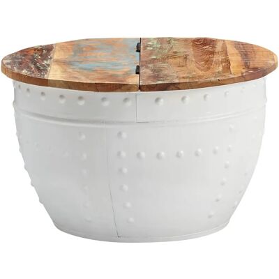 FineBuy Mango Couchtisch - Recyceltes Holz, Rund, Industriell Stil FineBuy Mango Couchtisch - Recyceltes Holz, Rund, Industriell Stil