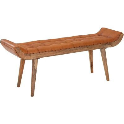 Wohnling Leder & Holz Bank - Chesterfield Stil - 125x50x38 - Sitzbank Wohnling Leder & Holz Bank - Chesterfield Stil - 125x50x38 - Sitzbank