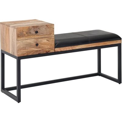 Wohnling Leder & Holz Retro Bank - 100x60x35 cm Wohnling Leder & Holz Retro Bank - 100x60x35 cm