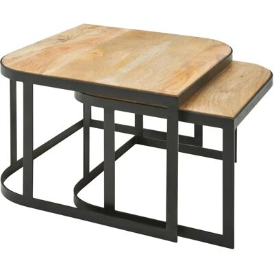 FineBuy Mango Massivholz Couchtisch-Set - Industrieller Stil Kompakt FineBuy Mango Massivholz Couchtisch-Set - Industrieller Stil Kompakt