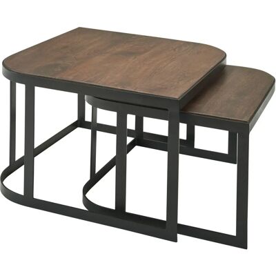 FineBuy Mangoholz Couchtisch 2er Set - Industrieller Stil FineBuy Mangoholz Couchtisch 2er Set - Industrieller Stil