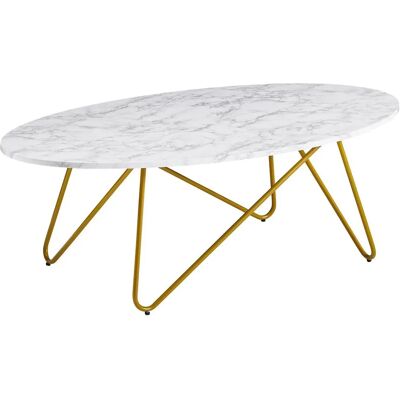 FineBuy Owalny Stolik Kawowy z Efektem Mramoru - 120x40x60 cm FineBuy Owalny Stolik Kawowy z Efektem Mramoru - 120x40x60 cm