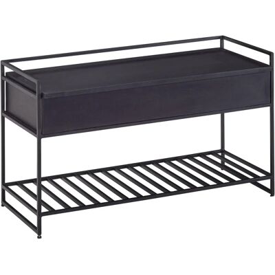 Wohnling Sitzbank mit Stauraum 90x52x38 cm Mango Massivholz / Metall Flurbank Schwarz Wohnling Sitzbank mit Stauraum 90x52x38 cm Mango Massivholz / Metall Flurbank Schwarz