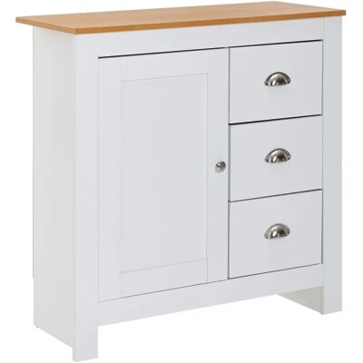 FineBuy Weiß/Eiche Modernes Sideboard mit 3 Schubladen - Kommode FineBuy Weiß/Eiche Modernes Sideboard mit 3 Schubladen - Kommode