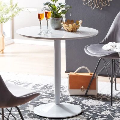 FineBuy Winnie 75x75x74cm Moderner Rund Esstisch Weiß Hochglanz FineBuy Winnie 75x75x74cm Moderner Rund Esstisch Weiß Hochglanz