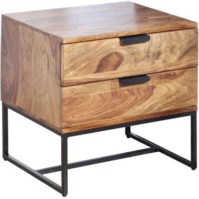 Wohnling Sheesham Nachttisch - 50x40x51 cm - Moderner Industrie-Look Wohnling Sheesham Nachttisch - 50x40x51 cm - Moderner Industrie-Look