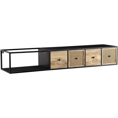 FineBuy Wisząca szafka na telewizor z mango - Nowoczesny czarny design FineBuy Wisząca szafka na telewizor z mango - Nowoczesny czarny design