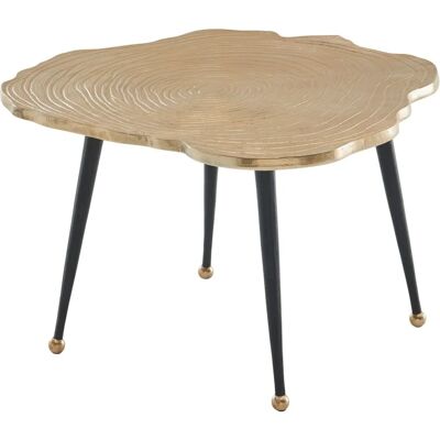 FineBuy Aluminium Baumscheibe Couchtisch - Modern, Gold & Schwarz FineBuy Aluminium Baumscheibe Couchtisch - Modern, Gold & Schwarz