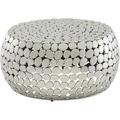 FineBuy Table Basse Ronde en Métal Argenté 66x66x32cm - Publicité FineBuy Table Basse Ronde en Métal Argenté 66x66x32cm - Publicité
