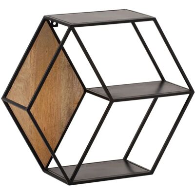 Wohnling Fali Polc 60x52x20cm Mangófa/Metál Wohnling Fali Polc 60x52x20cm Mangófa/Metál