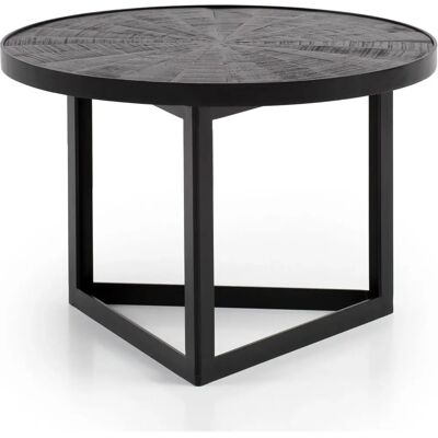 Wohnling Couchtisch 58x58x40 cm Mango Massivholz / Metall Schwarz Sofatisch Rund Design Wohnling Couchtisch 58x58x40 cm Mango Massivholz / Metall Schwarz Sofatisch Rund Design