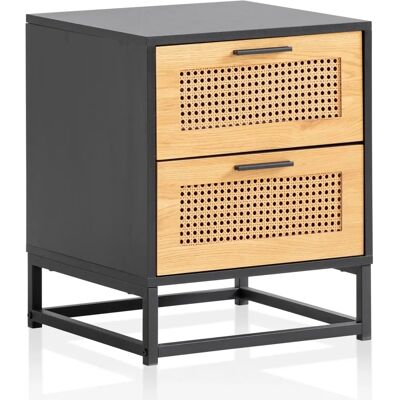 Wohnling Nachttisch Schwarz Wiener Geflecht - Nachttisch für Boxspringbett Wohnling Nachttisch Schwarz Wiener Geflecht - Nachttisch für Boxspringbett