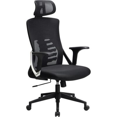 Amstyle Schwarzer Mesh-Bürostuhl - Höhenverstellbar mit Kopfstütze Amstyle Schwarzer Mesh-Bürostuhl - Höhenverstellbar mit Kopfstütze