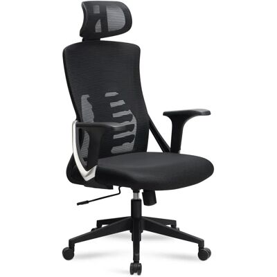 Chaise de bureau en mesh noir Amstyle - Réglable avec support cervical - Publicité Chaise de bureau en mesh noir Amstyle - Réglable avec support cervical - Publicité