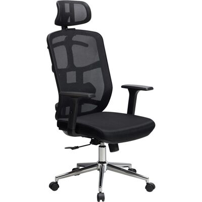 Amstyle Bürostuhl - Schwarz Mesh-Leder Lenden- und Kopfstütze bis 120kg Amstyle Bürostuhl - Schwarz Mesh-Leder Lenden- und Kopfstütze bis 120kg
