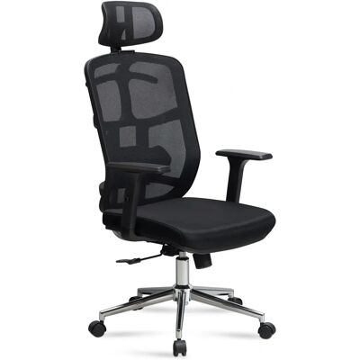 Amstyle Bürostuhl - Schwarz Mesh-Leder Lenden- und Kopfstütze bis 120kg Amstyle Bürostuhl - Schwarz Mesh-Leder Lenden- und Kopfstütze bis 120kg