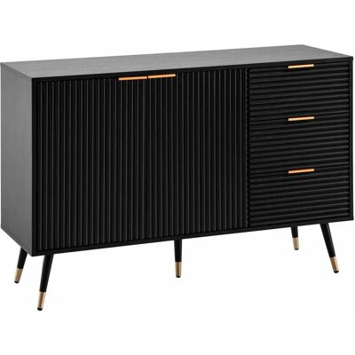 Wohnling Dressoir - 120x80x40 cm, Zwart eiken decor, Modern ontwerp Wohnling Dressoir - 120x80x40 cm, Zwart eiken decor, Modern ontwerp