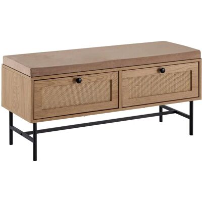 Wohnling Aufbewahrungsbank - Modernes Design, Beiges Stoffpolster, Zwei Schubladen Wohnling Aufbewahrungsbank - Modernes Design, Beiges Stoffpolster, Zwei Schubladen