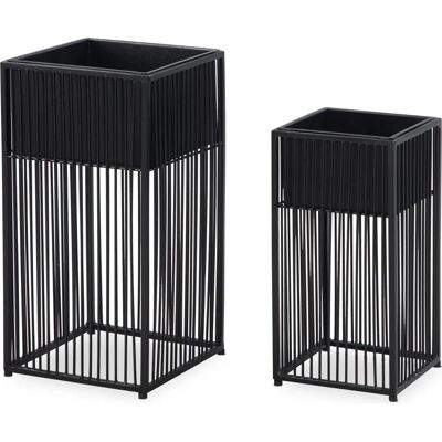 FineBuy Metall-Blumentopf 2er Set - Quadratischer Pflanzkübel Indoor FineBuy Metall-Blumentopf 2er Set - Quadratischer Pflanzkübel Indoor