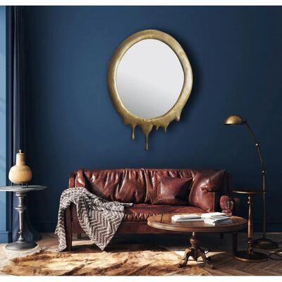 Wohnling Oval Wandspiegel - 50x71cm - Gold - Elegantes Design Wohnling Oval Wandspiegel - 50x71cm - Gold - Elegantes Design