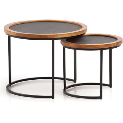 FineBuy Mango Couchtisch-Set - Runde Moderne Designs FineBuy Mango Couchtisch-Set - Runde Moderne Designs