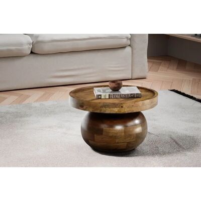 Skyport Table Basse Ronde en Noyer - Bois de Mango Artisanale - 50x50x30.5 cm - Publicité Skyport Table Basse Ronde en Noyer - Bois de Mango Artisanale - 50x50x30.5 cm - Publicité