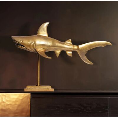 Wohnling Gold Maritime Hai Figur - Dekor, Aluminium, 70cm Wohnling Gold Maritime Hai Figur - Dekor, Aluminium, 70cm