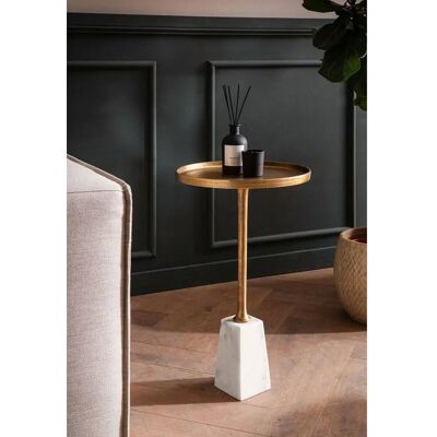 Wohnling - Beistelltisch - Weiß und Gold, 34x34x58cm - Couchtisch Wohnling - Beistelltisch - Weiß und Gold, 34x34x58cm - Couchtisch