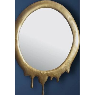 FineBuy Ovaler Wandspiegel Gold 50x71cm - Dekorativ Badezimmer Eingangsspiegel FineBuy Ovaler Wandspiegel Gold 50x71cm - Dekorativ Badezimmer Eingangsspiegel
