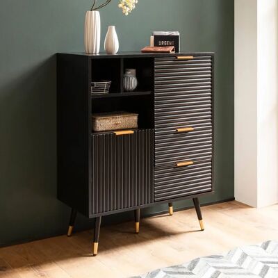 FineBuy - Sideboard 77x97x40 - Schwarz Eiche-Dekor - Sideboard FineBuy - Sideboard 77x97x40 - Schwarz Eiche-Dekor - Sideboard