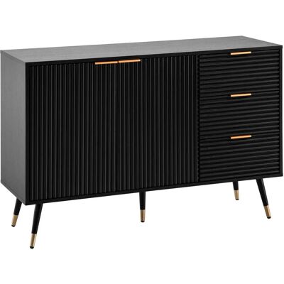 FineBuy - Sideboard 120x80x40 cm Schwarz Eiche-Dekor - Sideboard FineBuy - Sideboard 120x80x40 cm Schwarz Eiche-Dekor - Sideboard