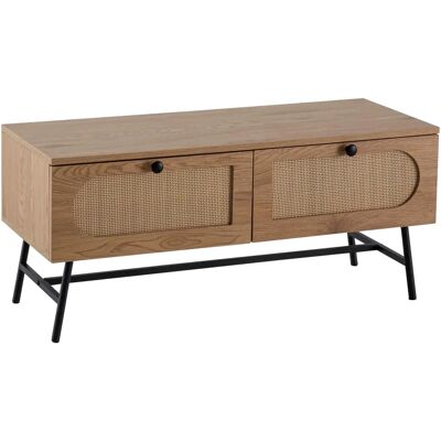 FineBuy Eiche Rattan TV Möbel - Modern 100x45x40cm Lowboard FineBuy Eiche Rattan TV Möbel - Modern 100x45x40cm Lowboard