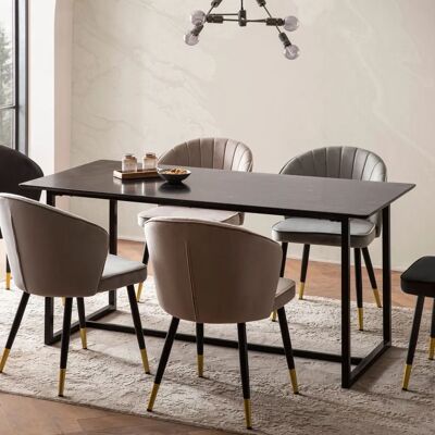 FineBuy - 120 cm Marble-Black - 120 cm - Schwarz - Esstisch FineBuy - 120 cm Marble-Black - 120 cm - Schwarz - Esstisch