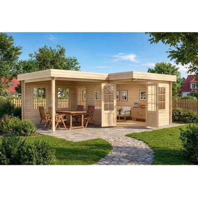 Alpholz Pepe - Fünfeck Gartenhaus mit 28mm oder 40mm Wandstärke - Naturholz Alpholz Pepe - Fünfeck Gartenhaus mit 28mm oder 40mm Wandstärke - Naturholz