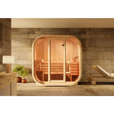 FinnTherm Ellipso M Innensauna - Für 3 Personen, Nordic Fichte, Glastür, Bausatz FinnTherm Ellipso M Innensauna - Für 3 Personen, Nordic Fichte, Glastür, Bausatz