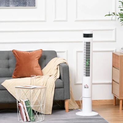 HOMCOM Ventilateur Tour 110cm Blanc 85° Oscillant 50W 3 Modes & Vitesses - Publicité HOMCOM Ventilateur Tour 110cm Blanc 85° Oscillant 50W 3 Modes & Vitesses - Publicité