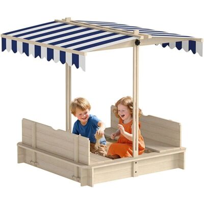 Outsunny Felix Holzsandkasten mit verstellbarem Dach - Natur Outsunny Felix Holzsandkasten mit verstellbarem Dach - Natur