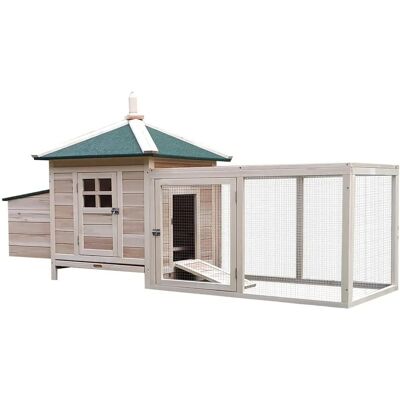 PawHut Hühnerstall - Massivholz, Braun, 196x76x97 cm - Hühnerstall PawHut Hühnerstall - Massivholz, Braun, 196x76x97 cm - Hühnerstall