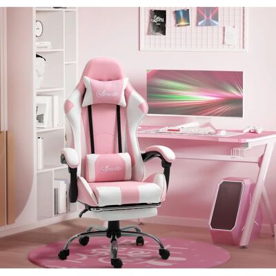 Vinsetto Pelituoli - Ergonominen, Korkeudensäätö, 360° Kierre - Pinkki/Valkoinen - Pelituoli Vinsetto Pelituoli - Ergonominen, Korkeudensäätö, 360° Kierre - Pinkki/Valkoinen - Pelituoli