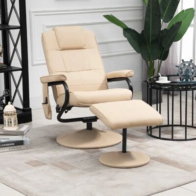 HOMCOM Masującym Fotel - Kremowy - Relax z Podnóżkiem HOMCOM Masującym Fotel - Kremowy - Relax z Podnóżkiem