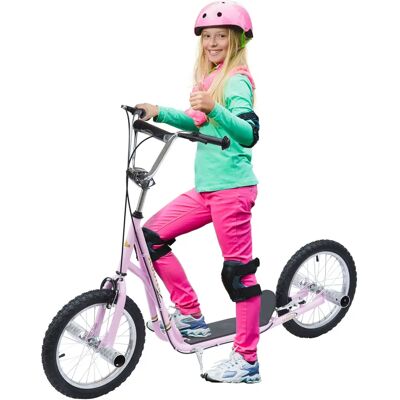 HOMCOM Kinderroller 16 Zoll Luftreifen Höhenverstellbar Pink HOMCOM Kinderroller 16 Zoll Luftreifen Höhenverstellbar Pink
