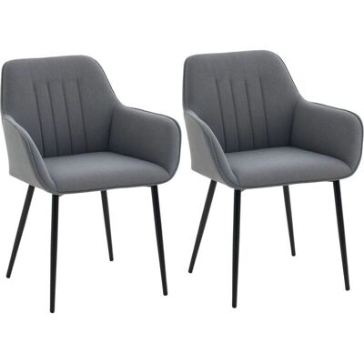 Set di 2 Sedie da Pranzo HOMCOM - Lino Traspirante, Ergonomico, Grigio Scuro Set di 2 Sedie da Pranzo HOMCOM - Lino Traspirante, Ergonomico, Grigio Scuro