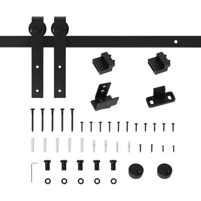 HOMCOM Schwarzes Kohlenstoffstahl Schiebetürsystem - 200x0,6x18cm HOMCOM Schwarzes Kohlenstoffstahl Schiebetürsystem - 200x0,6x18cm