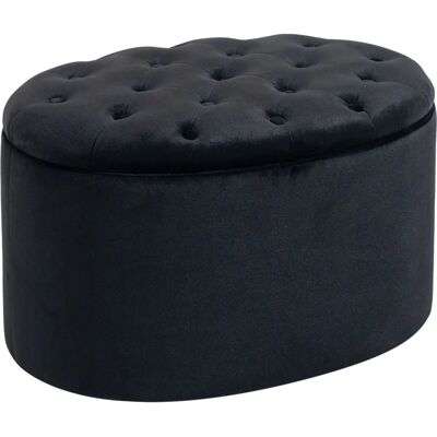 HOMCOM Schwarze ovale Stauraum- ottomane - Elegante Inneneinrichtung HOMCOM Schwarze ovale Stauraum- ottomane - Elegante Inneneinrichtung