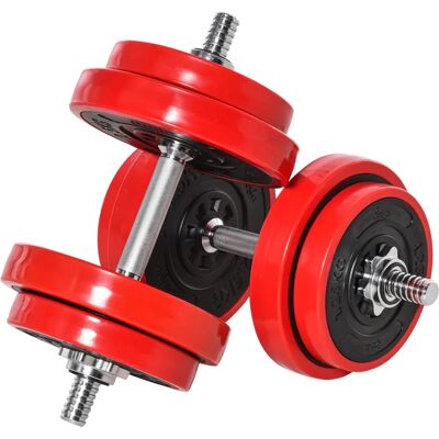 HOMCOM - 20KGS 2-IN-1 - Punainen-Musta - Säädettävä - Painosarja HOMCOM - 20KGS 2-IN-1 - Punainen-Musta - Säädettävä - Painosarja